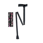 Aluminum Folding Cane Height Adjustable  Black Floral