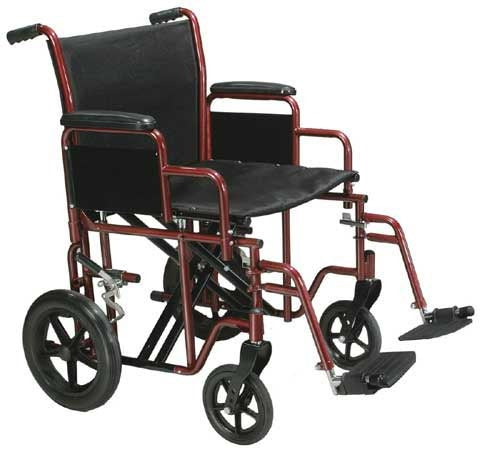 Transport Wheelchair Bariatric 22  Wide  Blue