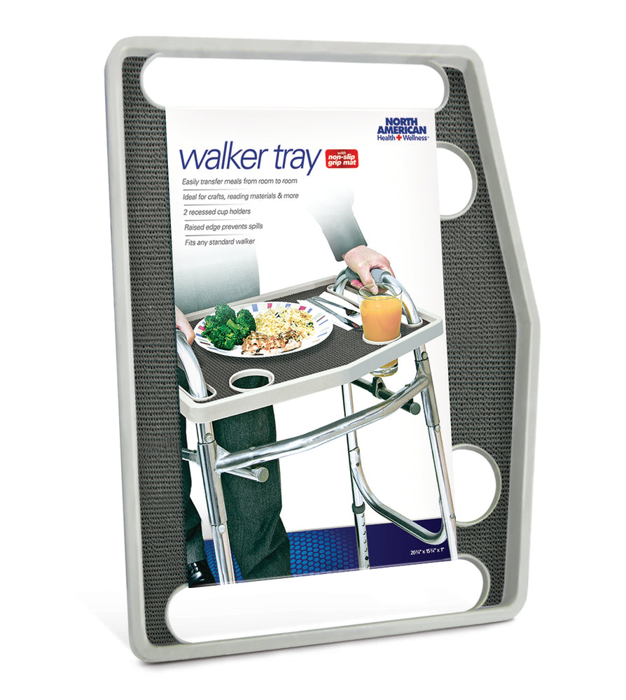 Walker Tray w/ Grip Mat  Gray